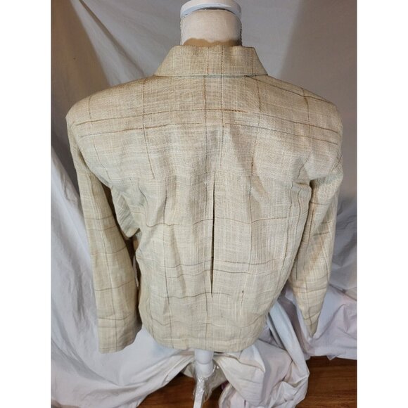 Vintage Christian Dior Separates Linen Plaid Double Breasted Blazer Size 6?‎ - Picture 5 of 6